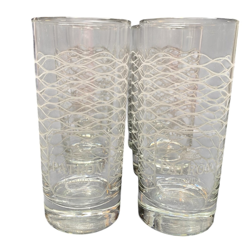 NEW Set Of 6 Patron Tequila Tall Highball Collin Glass Cups  Limited Edition
